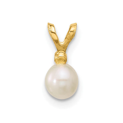 14K Madi K White Near-Round Freshwater Cultured Pearl and CZ Pendant