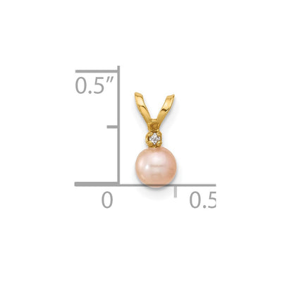 14K Madi K Pink Near-Round Freshwater Cultured Pearl and CZ Pendant