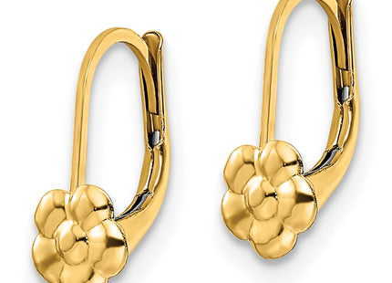 14K Madi K Polished Flower Leverback Earrings (Style SE3013)
