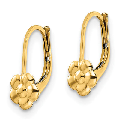 14K Madi K Polished Flower Leverback Earrings, 12.6 x 5.38mm