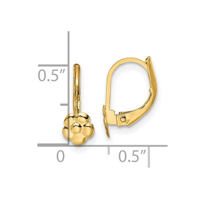14K Madi K Polished Flower Leverback Earrings, 12.6 x 5.38mm