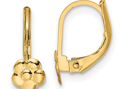 14K Madi K Polished Flower Leverback Earrings (Style SE3013)