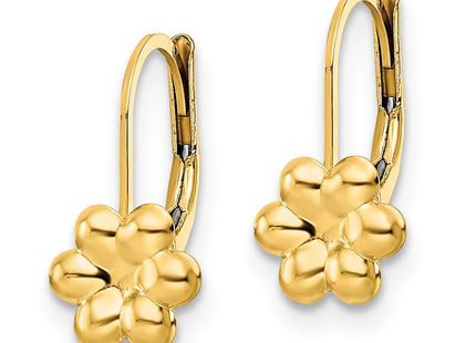 14K gold flower drop earrings, alternate view