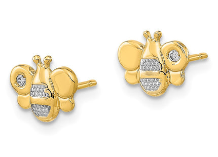 14k Yellow & Rhodium Earrings Style SE3016 - Classique Jewelry Inc.