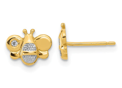 14k Yellow & Rhodium Earrings Style SE3016 - Classique Jewelry Inc.