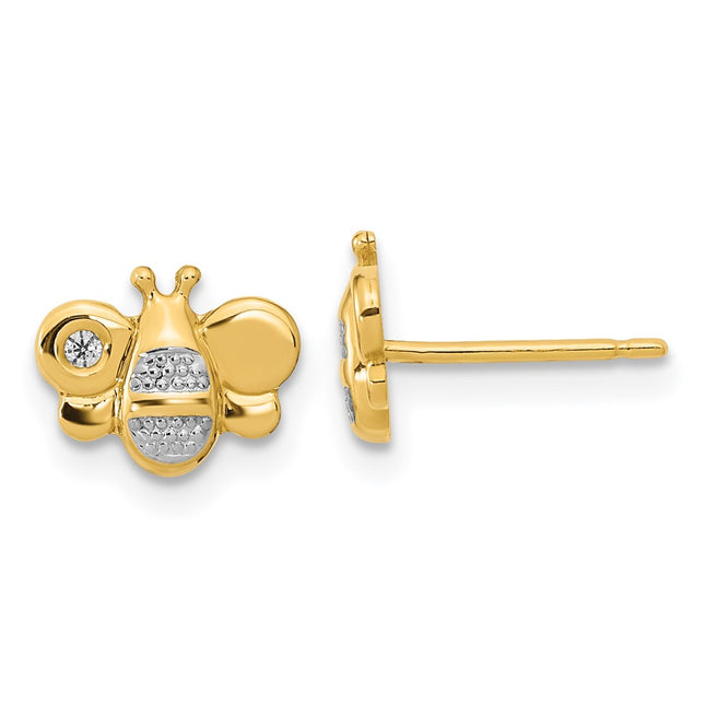 14k Yellow & Rhodium Earrings Style SE3016 - Classique Jewelry Inc.