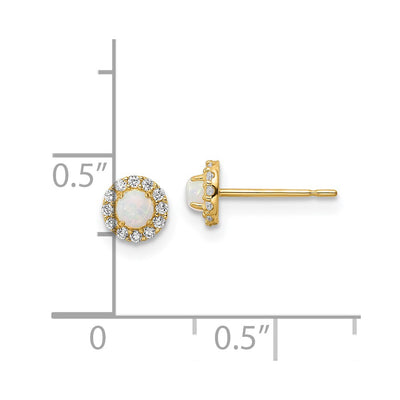 14K Madi K CZ And Created Opal Post Earrings