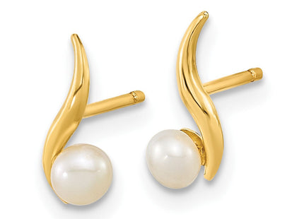 14K Madi K Polished Freshwater Cultured Pearl Post Earrings (Style SE3040)