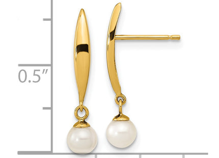 14K gold pearl earrings, another view