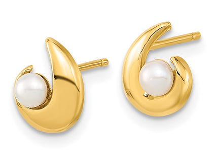 14K gold pearl earrings, alternate view