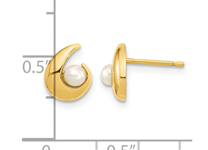 14K gold pearl earrings, further view