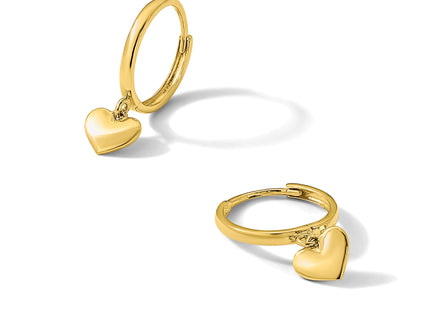 14k Madi K Polished Heart Dangle Huggie Hoop Earrings
