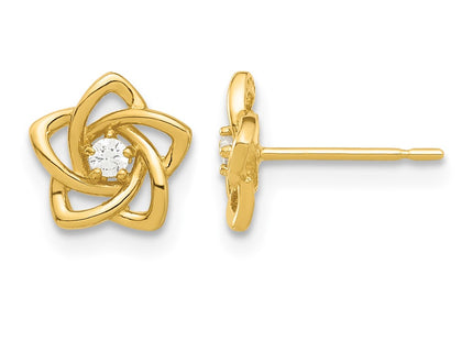 14K gold cubic zirconia flower earrings