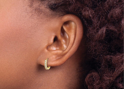 14K gold cubic zirconia hoop earrings, another view