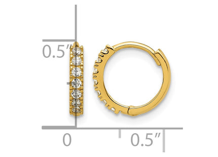 14K gold cubic zirconia hoop earrings, further view