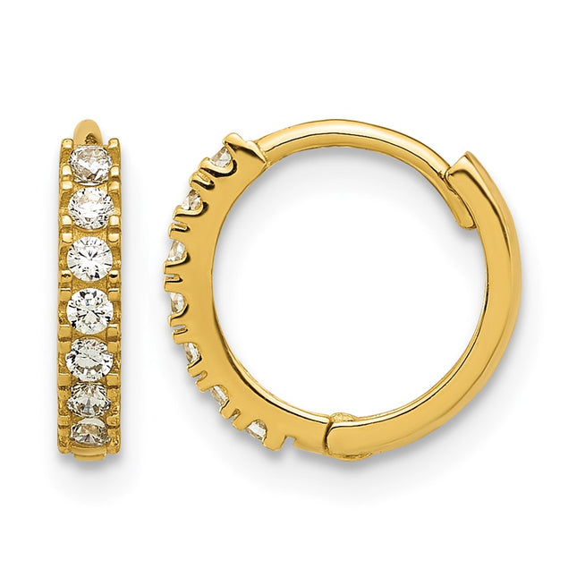14k Madi K Polished CZ Hinged Huggie Hoop Earrings, 11.3 x 11.8mm