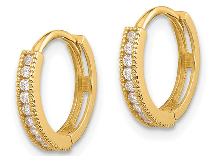 14K gold cubic zirconia hoop earrings, alternate view