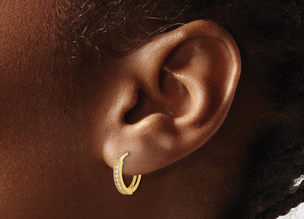 14K gold cubic zirconia hoop earrings, another view