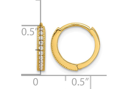 14K gold cubic zirconia hoop earrings, further view