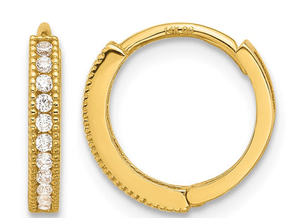 14K gold cubic zirconia hoop earrings