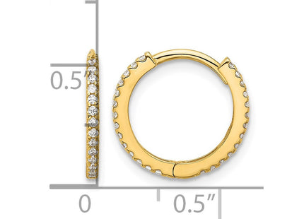 14K gold cubic zirconia hoop earrings, further view