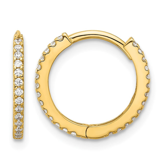 14k Madi K Polished CZ Hinged Huggie Hoop Earrings, 14.2 x 14.2mm