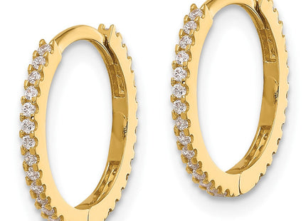 14k Madi K Polished CZ Hinged Huggie Hoop Earrings (Style SE3068)