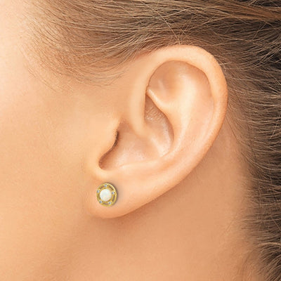 14K Madi K Polished Created Opal and CZ Post Earrings