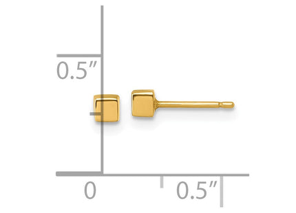14K Polished Cube Post Earrings (Style SE3077)
