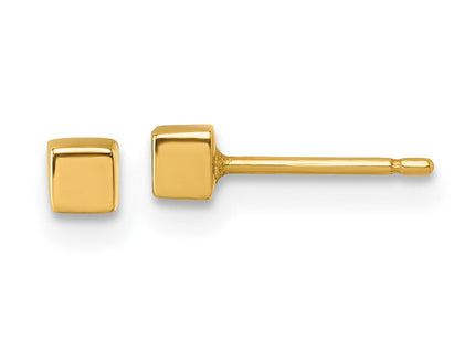 14K Polished Cube Post Earrings (Style SE3077)