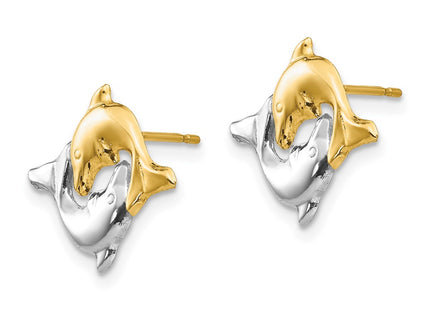 14k Yellow & Rhodium Earrings Style SE420 - Classique Jewelry Inc.