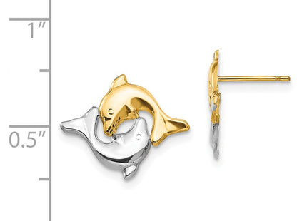 14k Yellow & Rhodium Earrings Style SE420 - Classique Jewelry Inc.