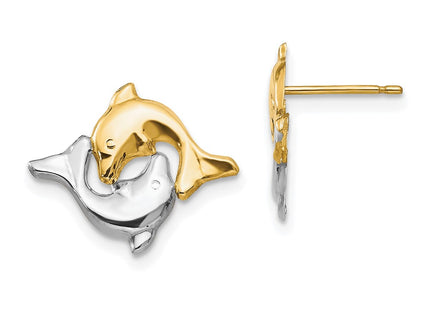 14k Yellow & Rhodium Earrings Style SE420 - Classique Jewelry Inc.
