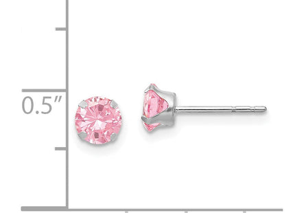 14k White Gold Madi K Pink CZ Post Earrings (Style SE480)