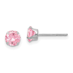 14k White Gold Madi K Pink CZ Post Earrings (Style SE480)