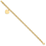 14K Engravable Solid Dangle Heart Charm and Hollow Chain view