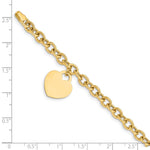 14K Engravable Solid Dangle Heart Charm and Hollow Chain view
