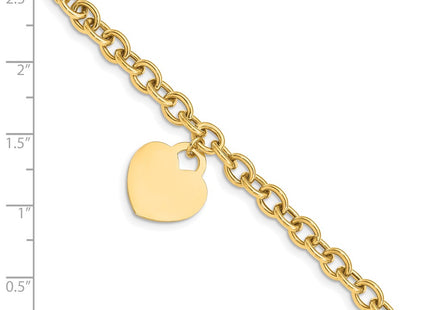14K gold heart bracelet, another view
