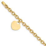 14K Engravable Solid Dangle Heart Charm and Hollow Chain view