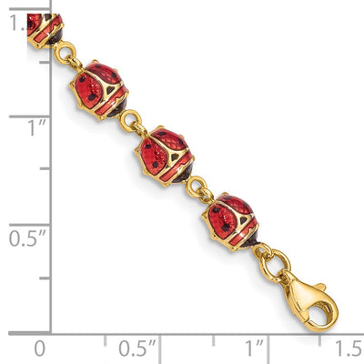 14K Red and Black Enamel and Resin Ladybug Bracelet