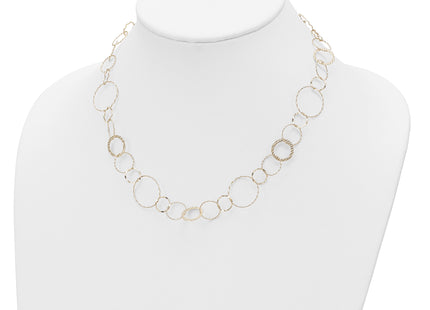 14K Polished Diamond-cut and Textured Circles Necklace