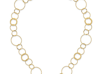 14K Polished Diamond-cut and Textured Circles Necklace (Style SF1668-18)