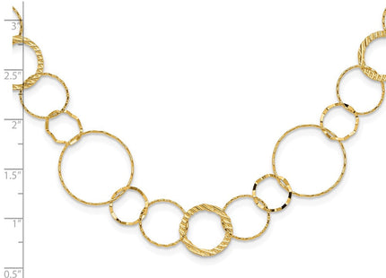 14K Polished Diamond-cut and Textured Circles Necklace (Style SF1668-18)
