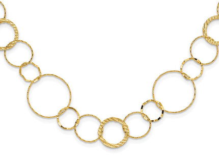 14K Polished Diamond-cut and Textured Circles Necklace (Style SF1668-18)