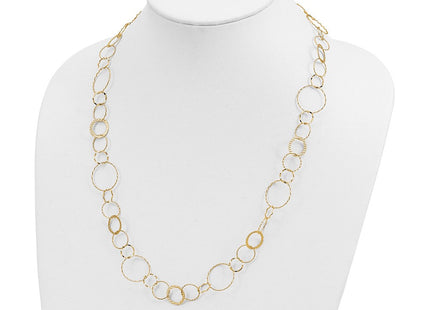 14K Polished Diamond-cut and Textured Circles Necklace (Style SF1668-24)