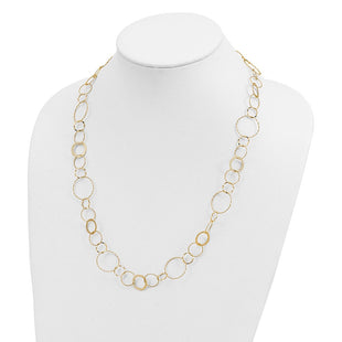14K Polished Diamond-cut and Textured Circles Necklace (Style SF1668-24)