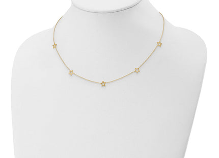 14K Open Stars Necklace Plus Extension (Style SF1724-16)