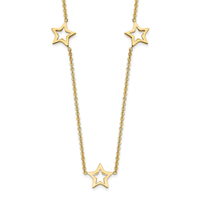 14K Open Stars Necklace Plus Extension