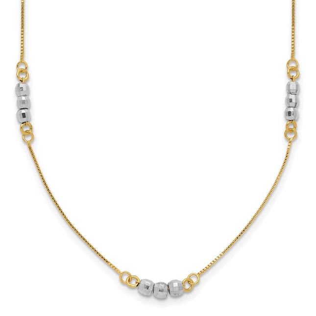 14K Two-Tone Mirror Beaded Station Bracelet