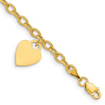 14K Engravable Solid Dangle Heart Charm and Hollow Chain view